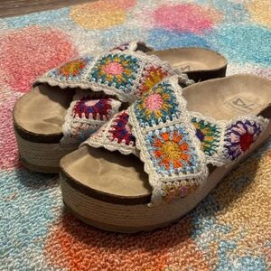 Dirty Laundry Colorful Crochet Platform Sandals